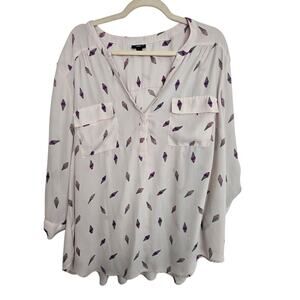 Torrid Harper Ice Cream Print Light Pink Blouse 3/4 Sleeve Women 2X